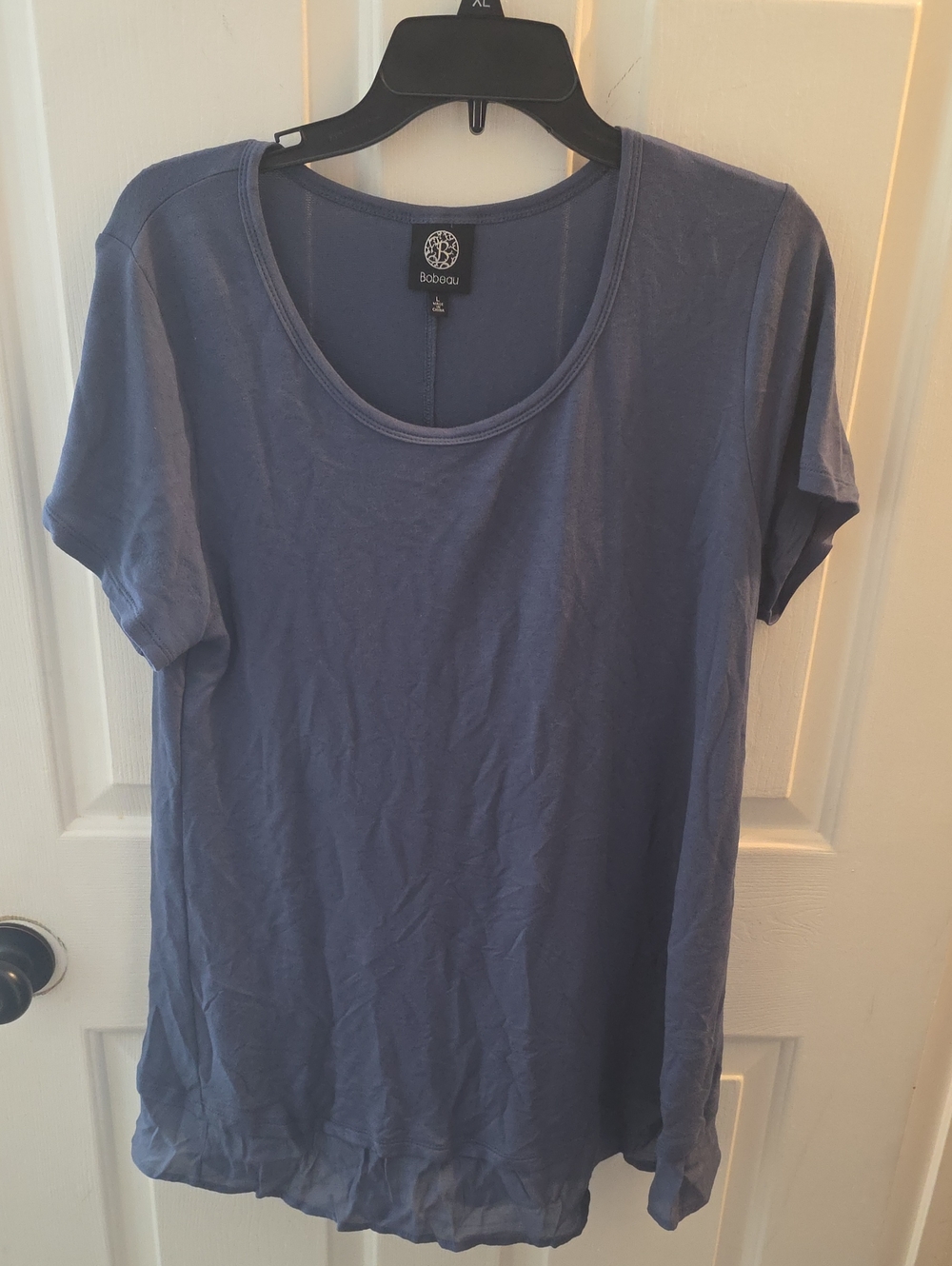 bobeau Slate Blue Scoop Neck Short Sleeve Tee